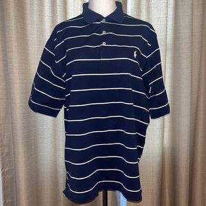 Polo Golf Ralph Lauren Size Large Mens Navy White Striped Polo with 3 Buttons